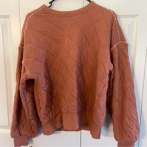 Quilted Sweatshirt with Floral Piping